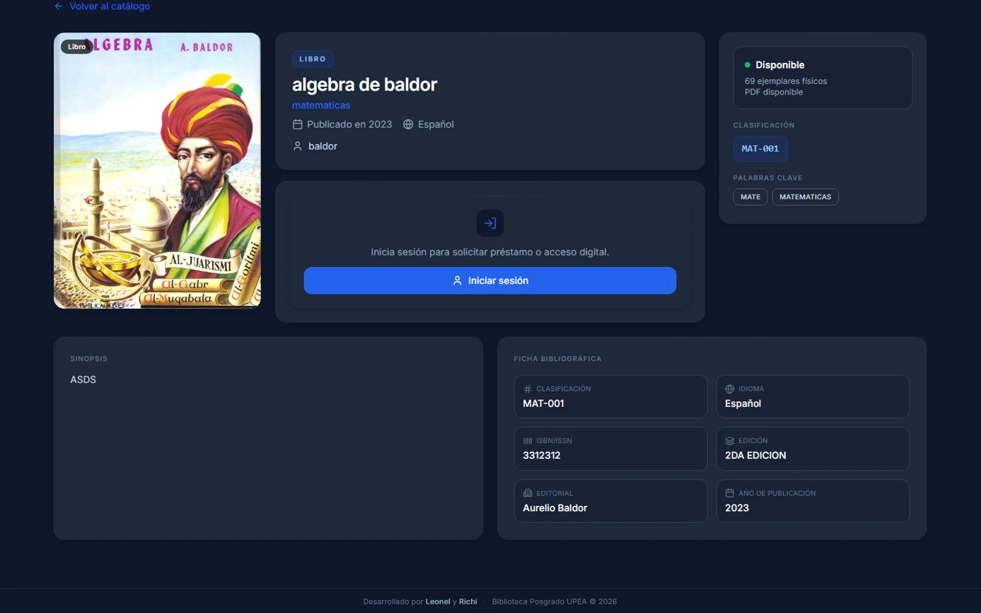 Ficha de detalle de un material con disponibilidad y botones de solicitud